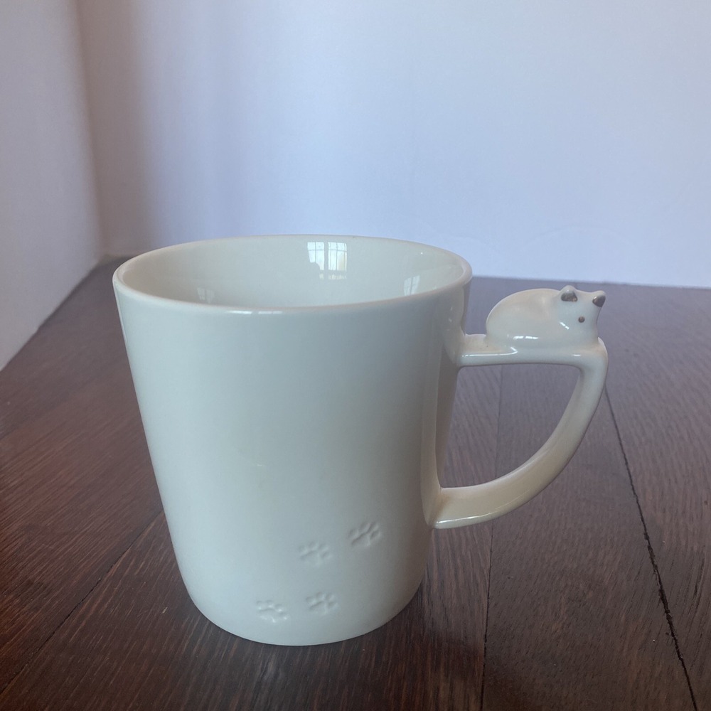 Francfranc Cat Figure Paw Print Mug  White 270ml Coffee Tea Drink Cup‎